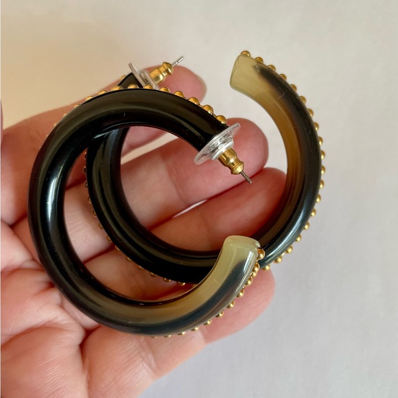 Vintage QVC Joan Rivers Classics Collection Black Ombre Hoop Earrings - Picture 2 of 6